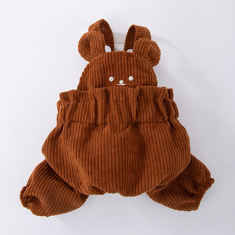 HKM-2478653 Cute Bear Corduroy Overalls for Small Dogs - Warm Autumn & Winter Puppy Apparel