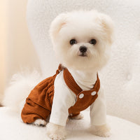 HKM-2478653 Cute Bear Corduroy Overalls for Small Dogs - Warm Autumn & Winter Puppy Apparel
