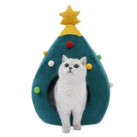 HKM-2479933 Christmas Tree Shaped Cat Bed Made of Felt - Cozy Cat Nest for Home Use - Multiple Sizes Available