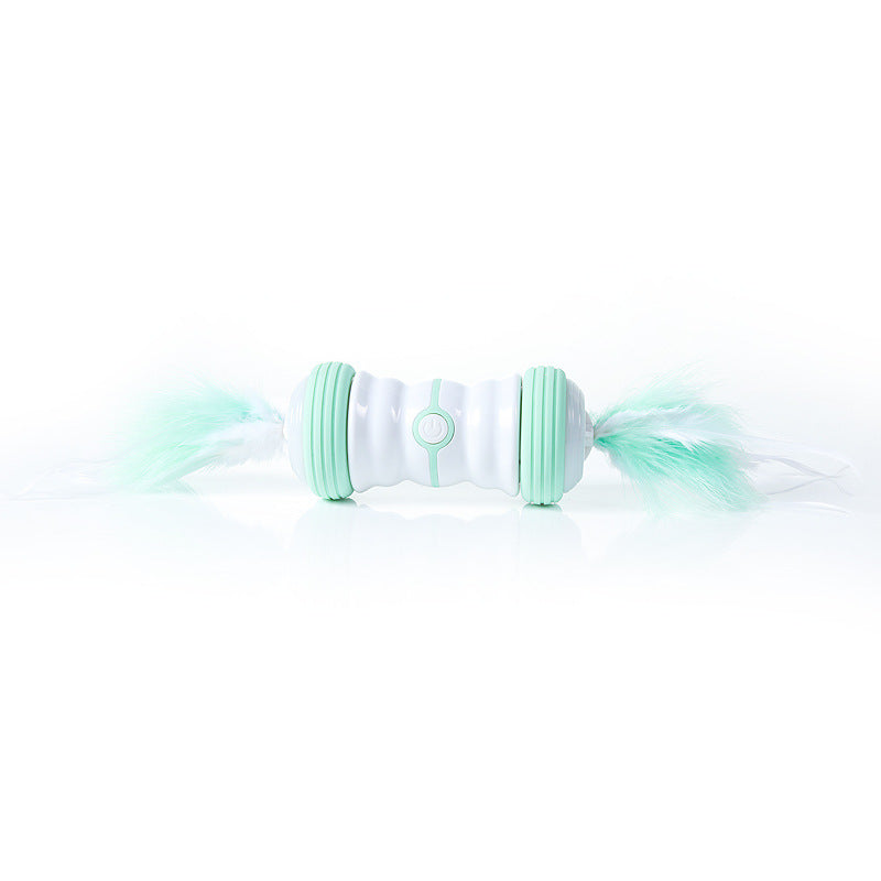 HKM-2480701 USB Rechargeable Electric Cat Toy with LED Flashing Rolling Ball and Feather Sticks