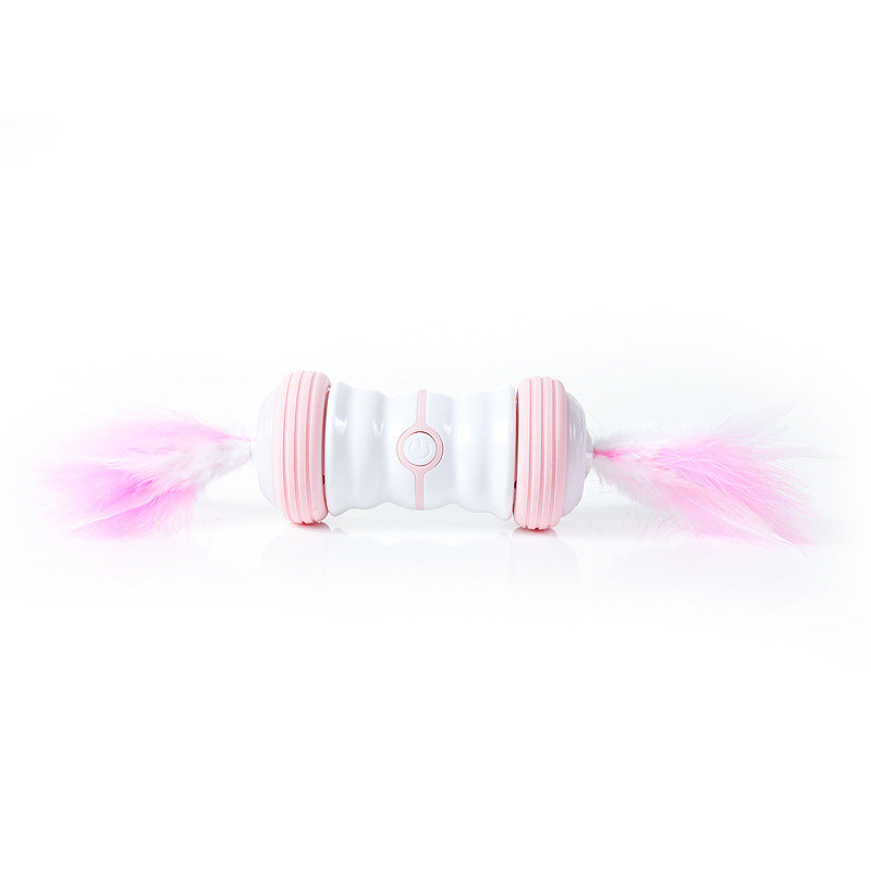 HKM-2480701 USB Rechargeable Electric Cat Toy with LED Flashing Rolling Ball and Feather Sticks