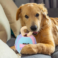 HKM-2481341 Interactive Squeaky Plush Ball Toy for Dogs - Treat Dispenser and Chew Toy, Teeth Cleaning & Engagement