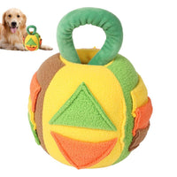 HKM-2481341 Interactive Squeaky Plush Ball Toy for Dogs - Treat Dispenser and Chew Toy, Teeth Cleaning & Engagement