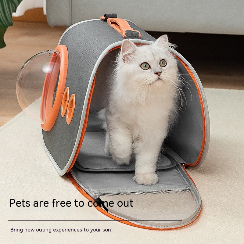 HKM-2482109 Gray Oxford Portable Large Capacity Pet Shoulder Bag - 15 Jin Capacity