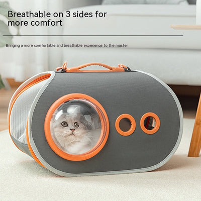 HKM-2482109 Gray Oxford Portable Large Capacity Pet Shoulder Bag - 15 Jin Capacity