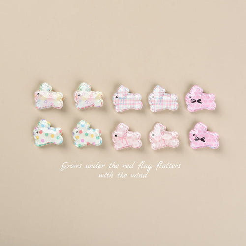 HKM-248211 Cute Rabbit Duckbill Hair Clips - Set of 5 Styles in Light Yellow, Pink, and Beige Designs