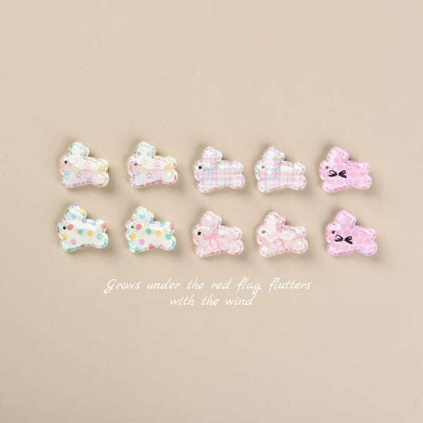 HKM-248211 Cute Rabbit Duckbill Hair Clips - Set of 5 Styles in Light Yellow, Pink, and Beige Designs