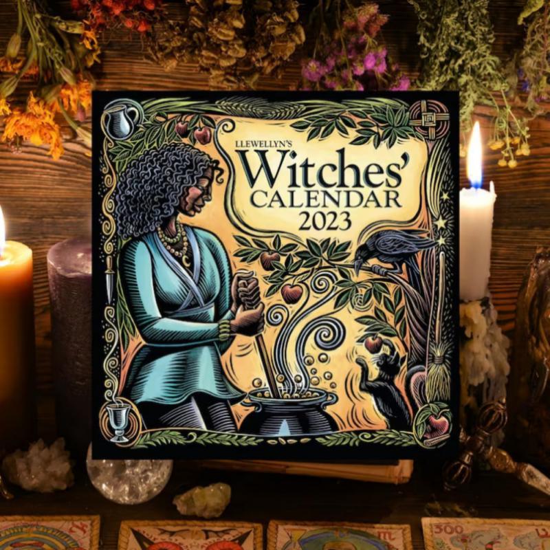 HKM-248275 Witch Themed Home Wall Calendar - Simple Modern Copper Sheet Paper, 12x12in