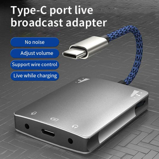 HKM-248339 Type-C to 3.5mm Audio Adapter with Microphone for Live Streaming and Charging