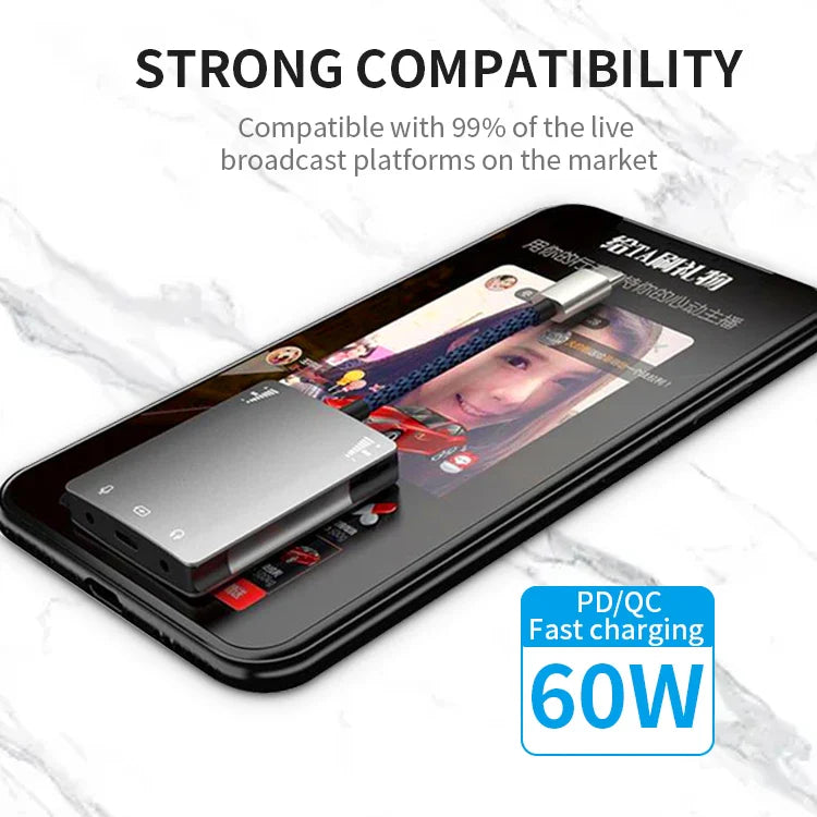 HKM-248339 Type-C to 3.5mm Audio Adapter with Microphone for Live Streaming and Charging