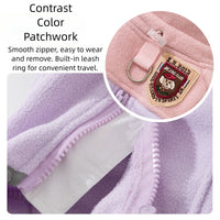 HKM-2484413 Cozy Fleece Jumpsuit for Small Dogs - Light Outdoor Color-Blocking Design