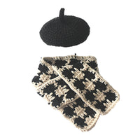 HKM-2484669 Fashionable Pet Beret and Scarf Set with Clear Glasses for Cats and Small Dogs