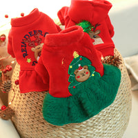 HKM-2485437 Festive Red Pet Clothing Collection for Dogs and Cats - Christmas Sweaters, Dresses, and Hoodies
