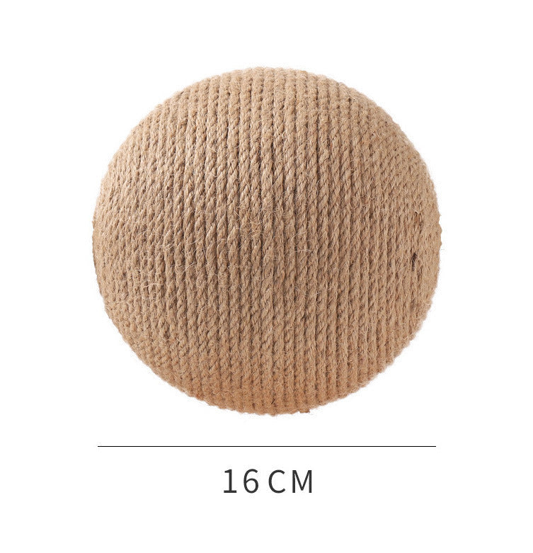 HKM-2485821 Sisal Cat Catching Ball with Wood Base for Natural Scratching and Play