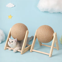 HKM-2485821 Sisal Cat Catching Ball with Wood Base for Natural Scratching and Play