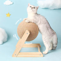 HKM-2485821 Sisal Cat Catching Ball with Wood Base for Natural Scratching and Play