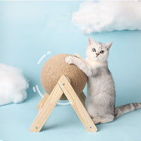 HKM-2485821 Sisal Cat Catching Ball with Wood Base for Natural Scratching and Play