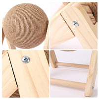 HKM-2485821 Sisal Cat Catching Ball with Wood Base for Natural Scratching and Play