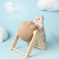 HKM-2485821 Sisal Cat Catching Ball with Wood Base for Natural Scratching and Play