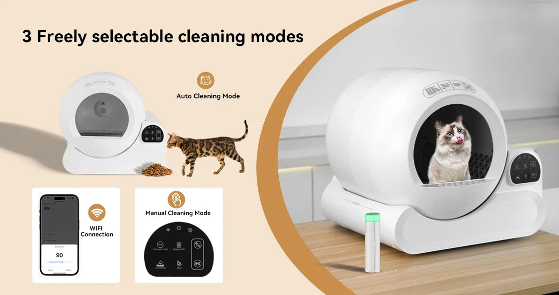 HKM-248723 Extra Large 70L Automatic Cat Litter Box with Wi-Fi Control and Odor Control for Multi-Pet Homes
