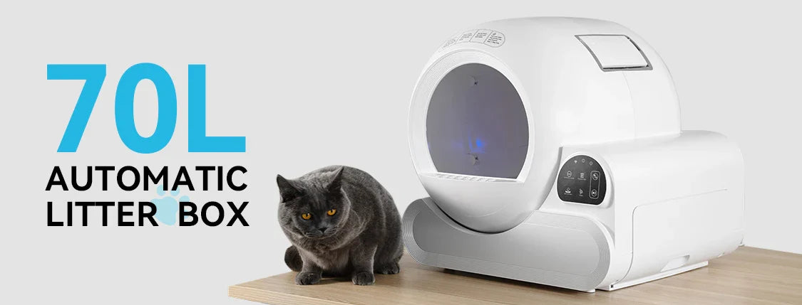 HKM-248723 Extra Large 70L Automatic Cat Litter Box with Wi-Fi Control and Odor Control for Multi-Pet Homes