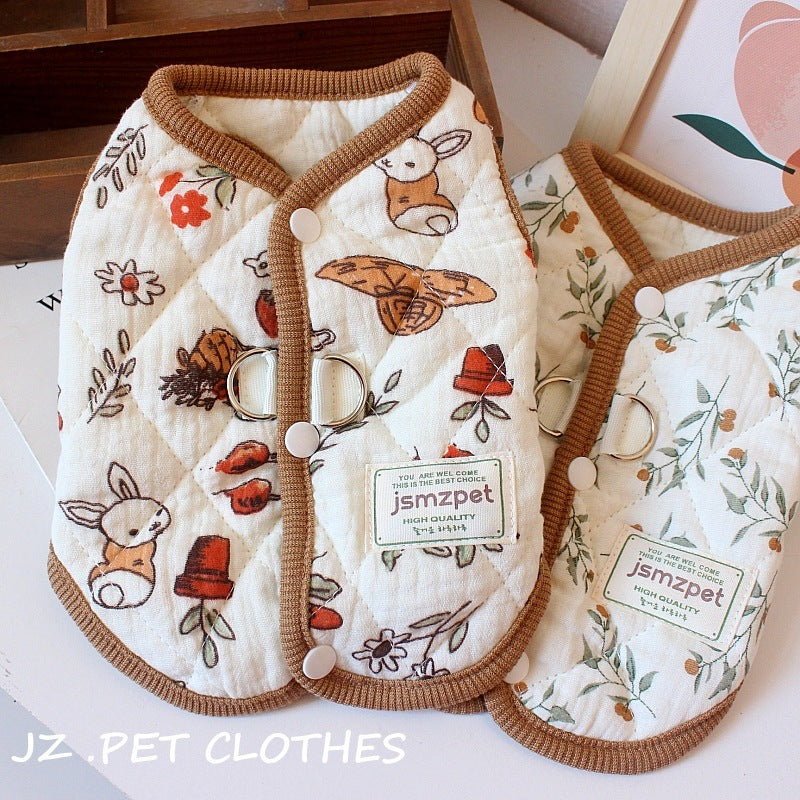 HKM-248851 Cozy Cotton Yarn Pet Coat for Cats - Warm Autumn and Winter Waistcoat in Various Sizes