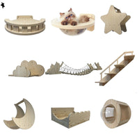 HKM-2488893 Wall-Mounted Solid Wood Cat Jumping Platform for Active Play