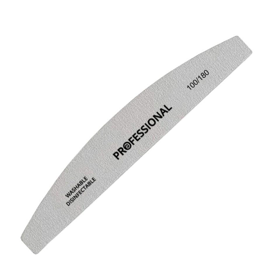 HKM-248915 Half-Moon Shaped Nail File with Rubbing and Polishing Strips - 100/180 Mesh Emery Tool