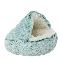 HKM-2489661 Cozy Crystal Velvet Half-Pack Cat Nest with Plush Interior and Oxford Base