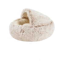 HKM-2489661 Cozy Crystal Velvet Half-Pack Cat Nest with Plush Interior and Oxford Base