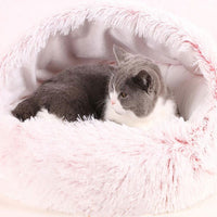 HKM-2489661 Cozy Crystal Velvet Half-Pack Cat Nest with Plush Interior and Oxford Base