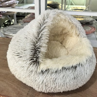 HKM-2489661 Cozy Crystal Velvet Half-Pack Cat Nest with Plush Interior and Oxford Base