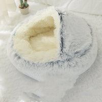 HKM-2489661 Cozy Crystal Velvet Half-Pack Cat Nest with Plush Interior and Oxford Base