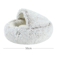 HKM-2489661 Cozy Crystal Velvet Half-Pack Cat Nest with Plush Interior and Oxford Base
