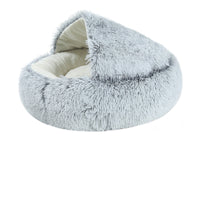 HKM-2489661 Cozy Crystal Velvet Half-Pack Cat Nest with Plush Interior and Oxford Base