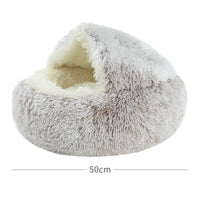 HKM-2489661 Cozy Crystal Velvet Half-Pack Cat Nest with Plush Interior and Oxford Base