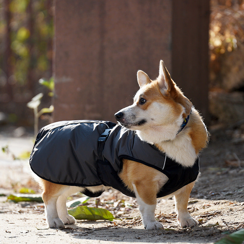 HKM-2489789 Waterproof Dog Raincoat in Black, Casual Style, Sizes S to XXXL
