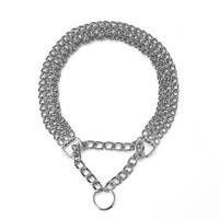HKM-248979 Silver Iron Dog Collar with Adjustment Chain - 2.5mm x 55cm & 3.0mm x 60cm
