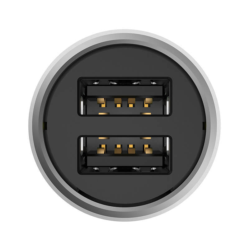 HKM-248979 Xiaomi Quick Charge Stainless Steel Car Charger with Dual USB Output
