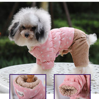 HKM-2490045 Cute Padded Four-Legged Clothing for Small Dogs in Blue, Pink, and Khaki Yellow