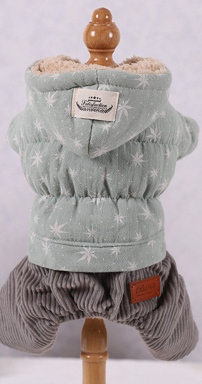 HKM-2490045 Cute Padded Four-Legged Clothing for Small Dogs in Blue, Pink, and Khaki Yellow