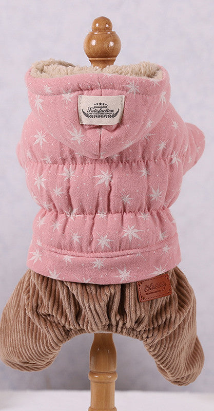 HKM-2490045 Cute Padded Four-Legged Clothing for Small Dogs in Blue, Pink, and Khaki Yellow