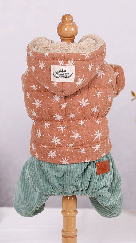 HKM-2490045 Cute Padded Four-Legged Clothing for Small Dogs in Blue, Pink, and Khaki Yellow