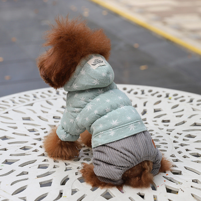 HKM-2490045 Cute Padded Four-Legged Clothing for Small Dogs in Blue, Pink, and Khaki Yellow