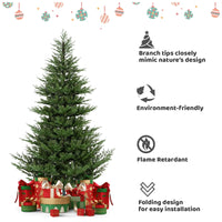 HKM-249043 9ft Eco-Friendly PE/PVC Hybrid Christmas Tree - Realistic Cedar Design, Indoor/Outdoor Holiday Decoration