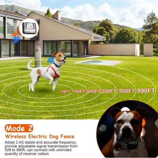 HKM-2491069 Wireless Dog Training Collar with 990FT Range, Waterproof Receiver, Beep/Vibration/Shock Modes, Rechargeable System