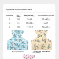 HKM-2491965 Cooling Ice Apron and Vest for Pets - Cartoon Styles in Blue Dinosaur, Yellow Bull, Pink Strawberry, Sizes S, M, L