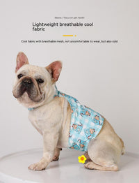 HKM-2491965 Cooling Ice Apron and Vest for Pets - Cartoon Styles in Blue Dinosaur, Yellow Bull, Pink Strawberry, Sizes S, M, L