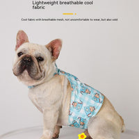 HKM-2491965 Cooling Ice Apron and Vest for Pets - Cartoon Styles in Blue Dinosaur, Yellow Bull, Pink Strawberry, Sizes S, M, L