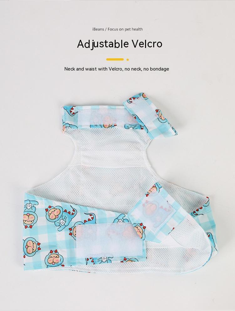 HKM-2491965 Cooling Ice Apron and Vest for Pets - Cartoon Styles in Blue Dinosaur, Yellow Bull, Pink Strawberry, Sizes S, M, L
